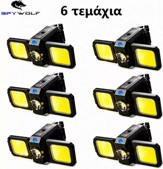 Spywolf Mini Ultra Strong LED Waterproof Multipurpose COB Rechargeable Flashlight Type-C Port 6 Pcs TC-563