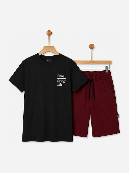 Gang Kids Set with Shorts Summer 2 Pieces Burgundy