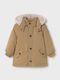 Детско Парка Къса с Подплата и Качулка Бежово