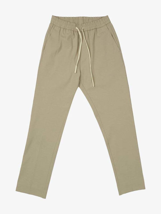 Elastic Trousers in Slim Fit Beige