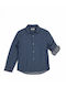 Kids Short-Sleeved Denim Shirt Dark Blue