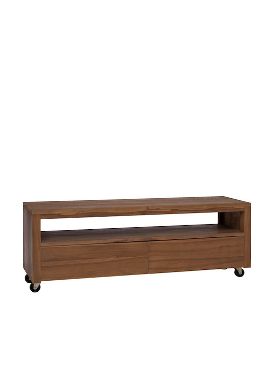 TV-Ständer aus Massivholz mit Rädern Natürliche Farbe M110xT30xH40cm