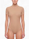 Damen-Bodysuit Rollkragen Beige