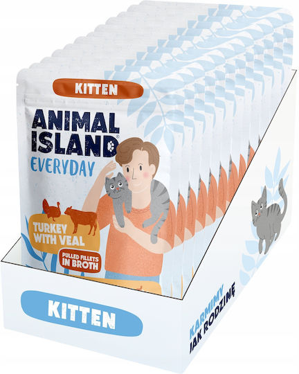 Animal Island Nasses Katzenfutter für Junior-Katzen mit Türkei 12x85g