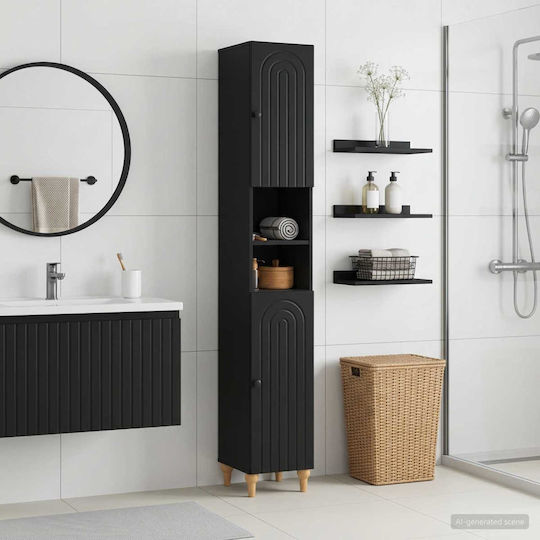 vidaXL Badezimmer-Säulenschrank Boden M30xB31xH190cm Schwarze