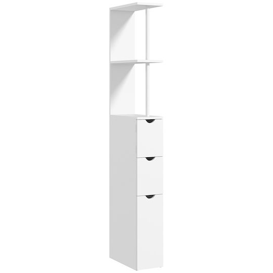 HomCom Bathroom Floor Column Cabinet 15x33x136.8cm White