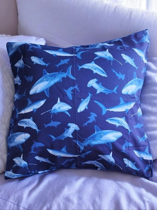 Oxygen Kids Decorative Pillow Case Blue Sharks Blue 45x45cm