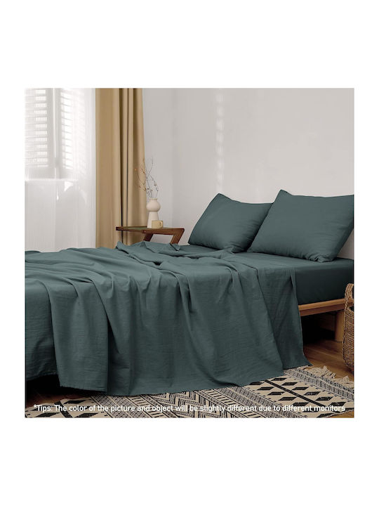 Marwa Чаршаф Единичен 160x260см Тюркоазен