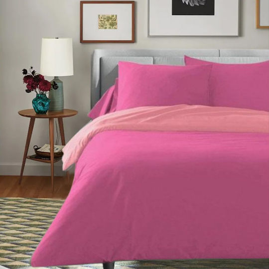 SpitiBazaar Σετ Σεντόνια Υπέρδιπλα 240x260εκ. Φούξια Σομόν (4τμχ)