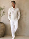Long Sleeve Shirt in Narrow Fit Striped Ecru