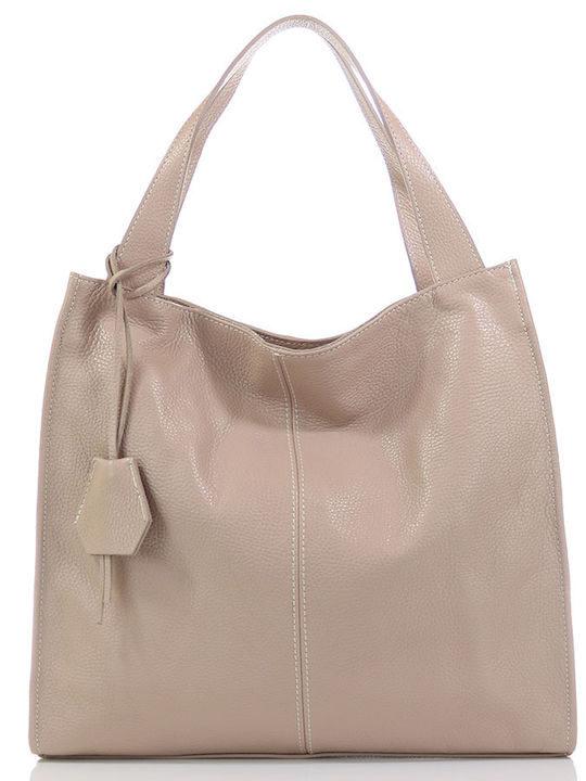 Leather Women's Shoulder Bag Beige
