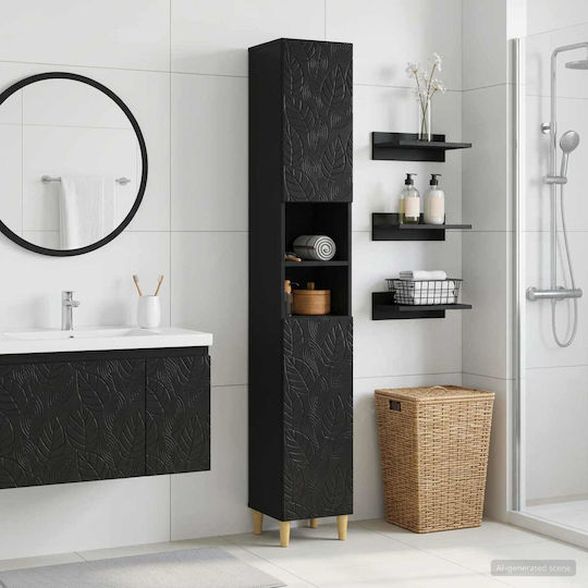 vidaXL Badezimmer-Säulenschrank Boden M30xB31xH190cm Schwarze