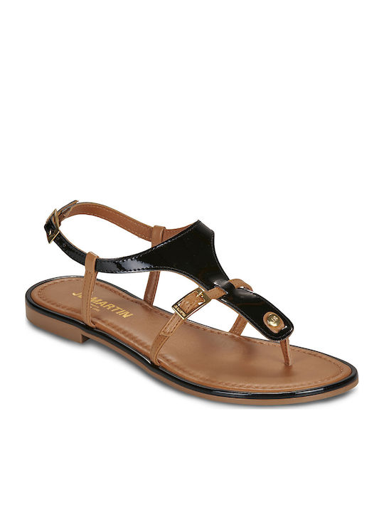 JB Martin Damen Flache Sandalen Schwarz