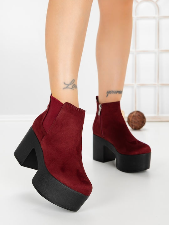 Ghete Dama cu Platformă Burgundy