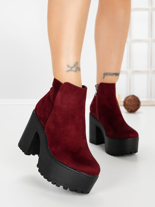 Ghete Dama cu Platformă Burgundy