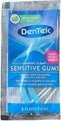 Ata Dentek Comfort Clean Sensitive Gums Toothpick Type Wax Durable Fibers Mint Flavor 3 Pieces