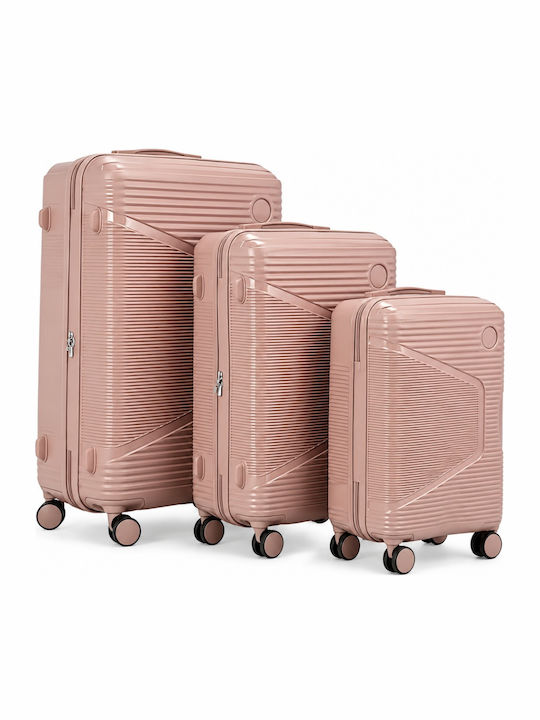 Felbags Suitcases Hard Pink-Gold Set 3 Pieces