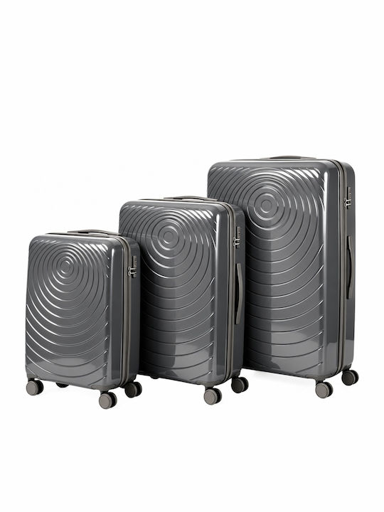Felbags Hard Grey Suitcases Set of 3 Pieces