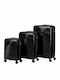 Felbags Hard Black Travel Suitcases Set 3pcs