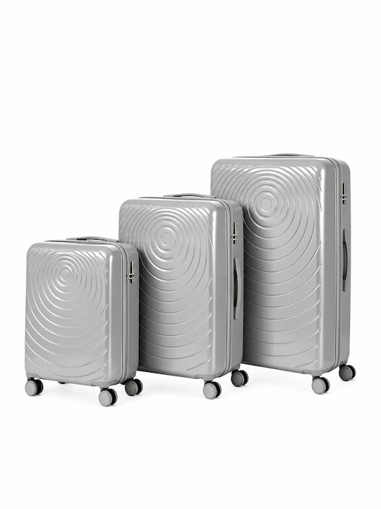 Felbags Suitcases Hard Silver Grey Set 3pcs
