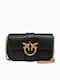 Leder Damen Schultertasche Schwarz