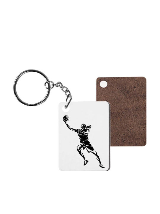 Ξύλινο Μπρελόκ Ορθογώνιο Basketball