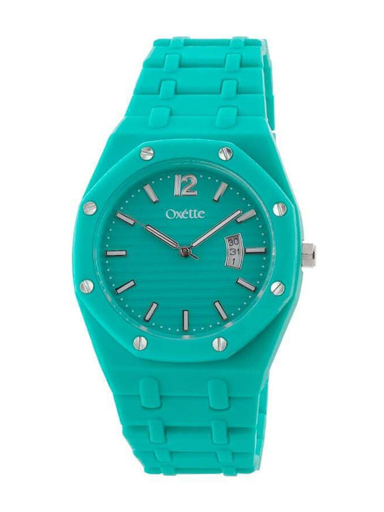Oxette Women's Battery Watch with Turquoise Rubber Strap
