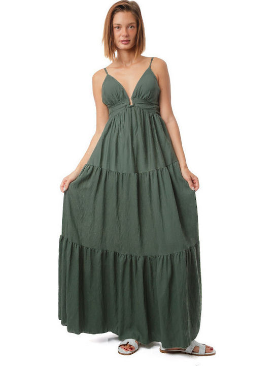 Silia D Sommer Maxi Wickel Damenkleid Khaki