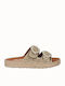 Leather Women's Anatomic Flatforms Gold Sandals