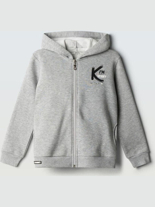 Kids Sweatshirt Cardigan with Hood and Pockets Grey