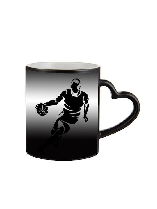 Magic Black Mug Basketball Handle Heart