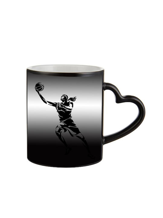 Magic Black Mug Basketball Handle Heart