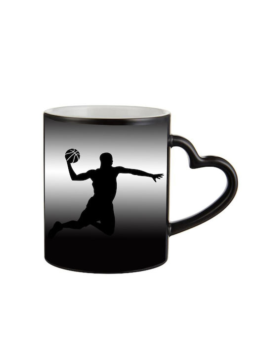 Magic Black Mug Basketball Handle Heart
