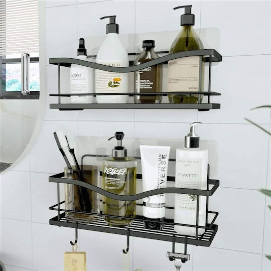 Wall Mounted Bathroom Shelf Metallic 13x13x32cm Grey