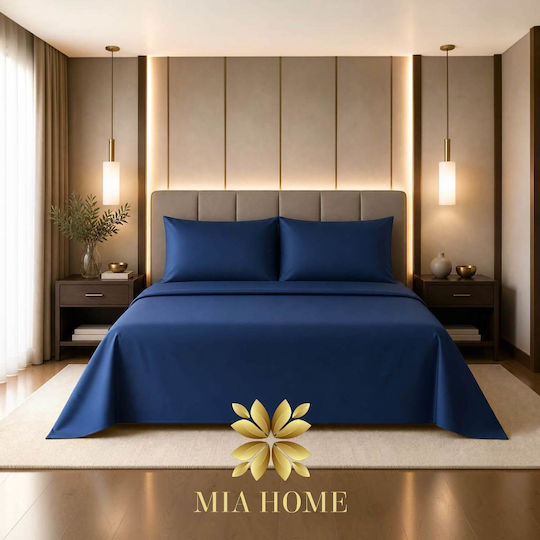 Mia Home Super-Double Set 4 Pieces 160x200+35cm with Blue Rubber Hugger Mia Home Super-Double Set 4 Pieces 160x200+35cm with Blue Rubber Hugger