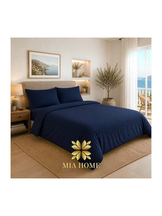 Mia Home Super-Double Bed Sheets Set 220x240cm Blue 4 Pieces