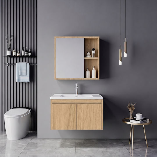 Pakketo Sinkea Mentis Vanity Unit with Sink & Mirror Oak