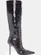 Women's Boots from Patent Leather with High Heel Brown