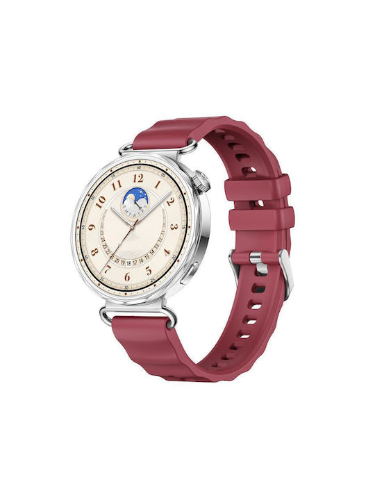 Λουράκι Σιλικόνης Ocean Pattern Ασημί Κούμπωμα Xiaomi Watch S4 41mm Wine Red
