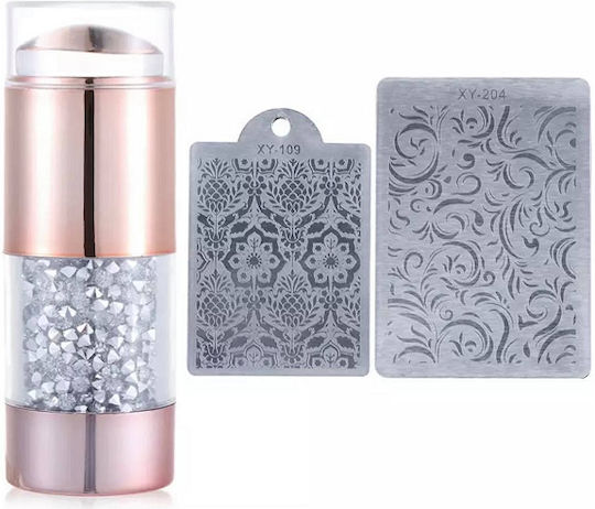 Nageldesign Briefmarken 2 Silber Strass Dekorative