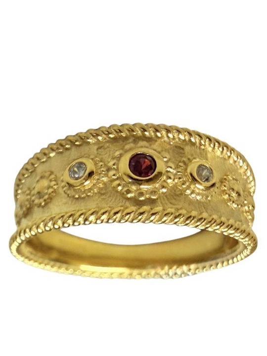Kontopoulos Women's Ring with Zircon from Gold Plated Silver Kontopoulos Women's Ring with Zircon from Gold Plated Silver