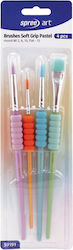 Set 4 Spree Pastell Pinsel Griff 3 Runde & 1 Flach