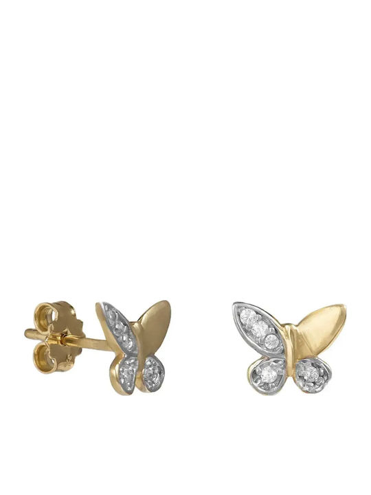 Kinderohrringe Nieten Schmetterlinge Aus 9K Gold