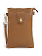 Leather Women's Mobile Phone Pouch Tabac Brown