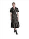Midi Shirt Dress Leather Black