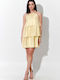 Summer Mini Slip Dress with Ruffles Yellow