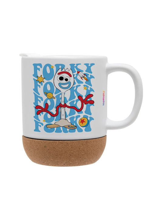 Koupakoupa Forky Ceramic Mug with Lid White 330ml