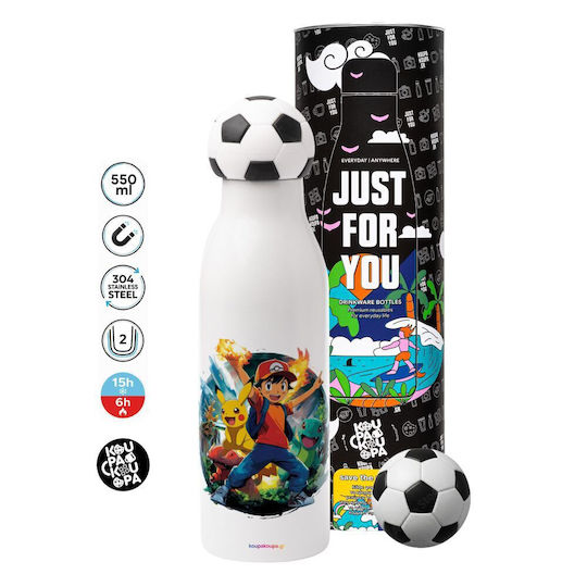 Koupakoupa Ash Ketchum & Pikachu Stainless Steel Thermos Bottle 550ml Grey KP 31377 Thermo Soccer