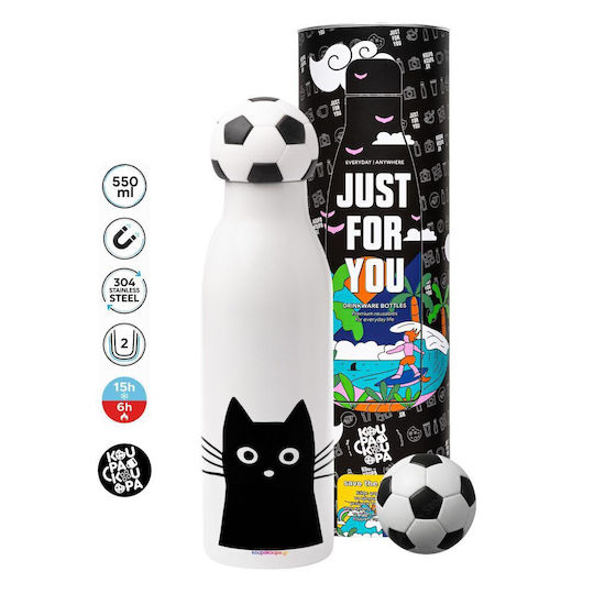 Koupakoupa Black Cat Stainless Steel Thermos Bottle 550ml Black
