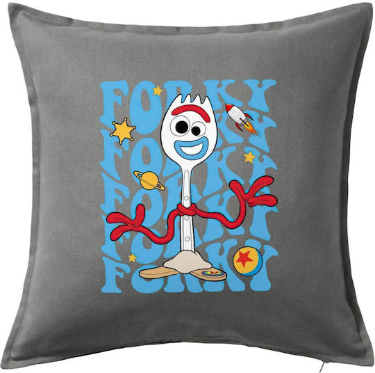 Koupakoupa Μαξιλάρι Καναπέ Forky από 100% Βαμβάκι Γκρι 50x50εκ.